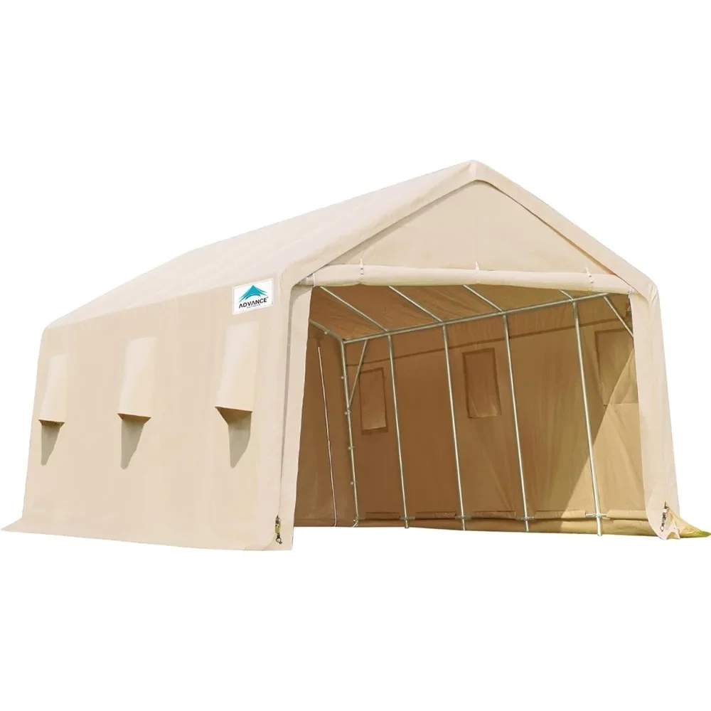 

13x20 Ft Garage Tent Carports with 2 Roll Up Doors & Vents for Vehicle Truck,Outdoor Portable Carports