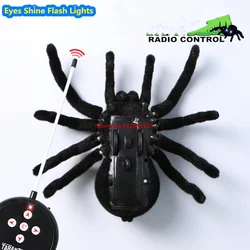 Electronic Animal pet Remote Control tarantula Eyes Shine smart black Spider Robot Halloween RC Tricky Prank Scary Toy Kid  gift