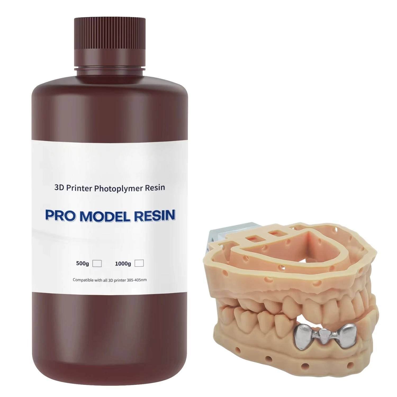 1KG 405nm UV Photopolymer Resin for Lab Model Fabrication Light Curing Material Compatible with DLP LCD 3D Printers