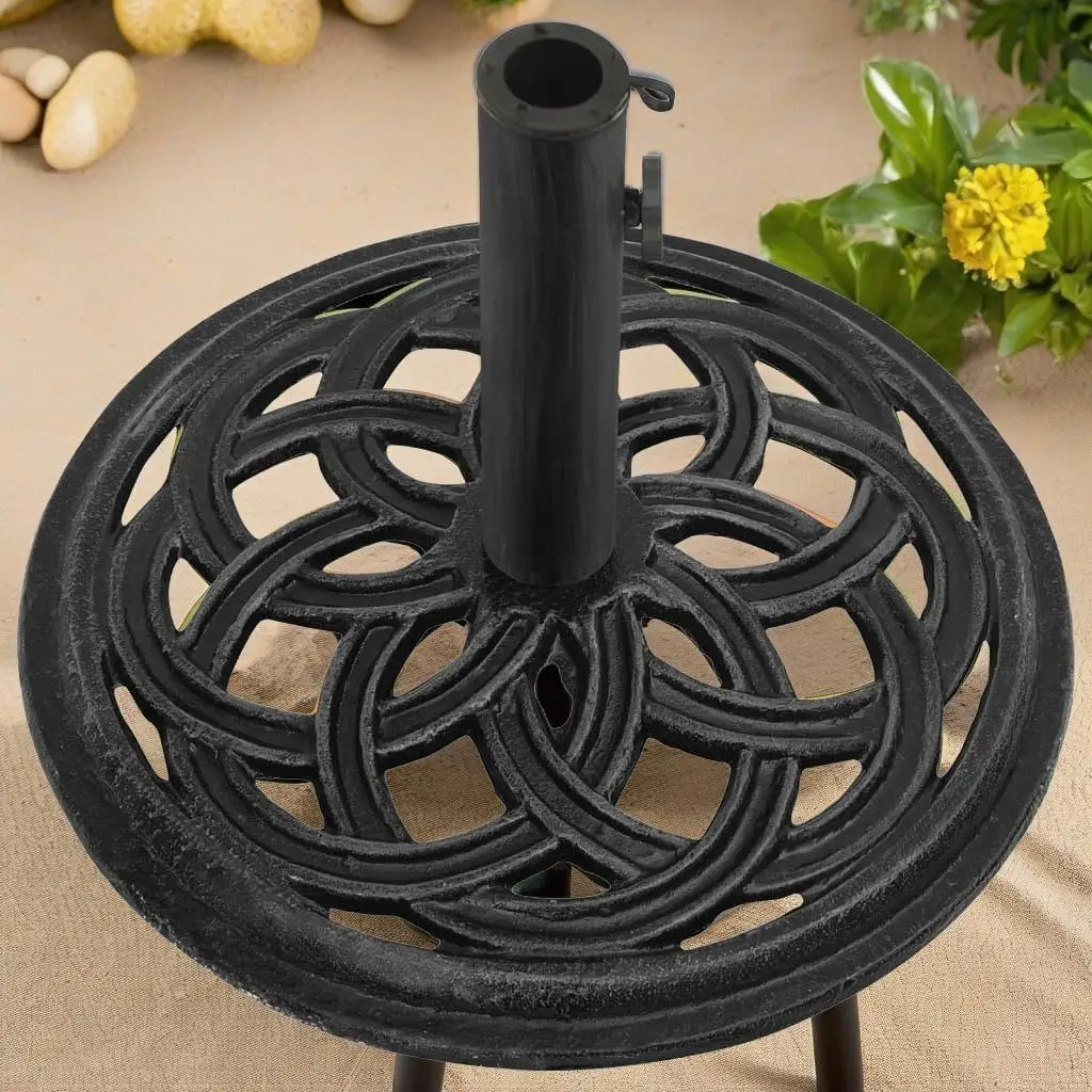 

17.3x17.3x12.2 Black Cast Iron Umbrella Base - Durable Support for Patio & Garden