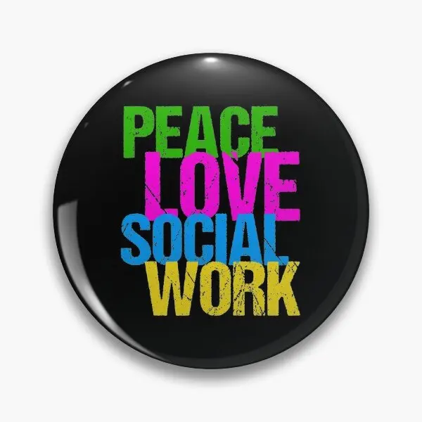 Peace Love Social Work Gift For Social W  Soft Button Pin Metal Collar Lover Badge Clothes Fashion Gift Brooch Hat Women