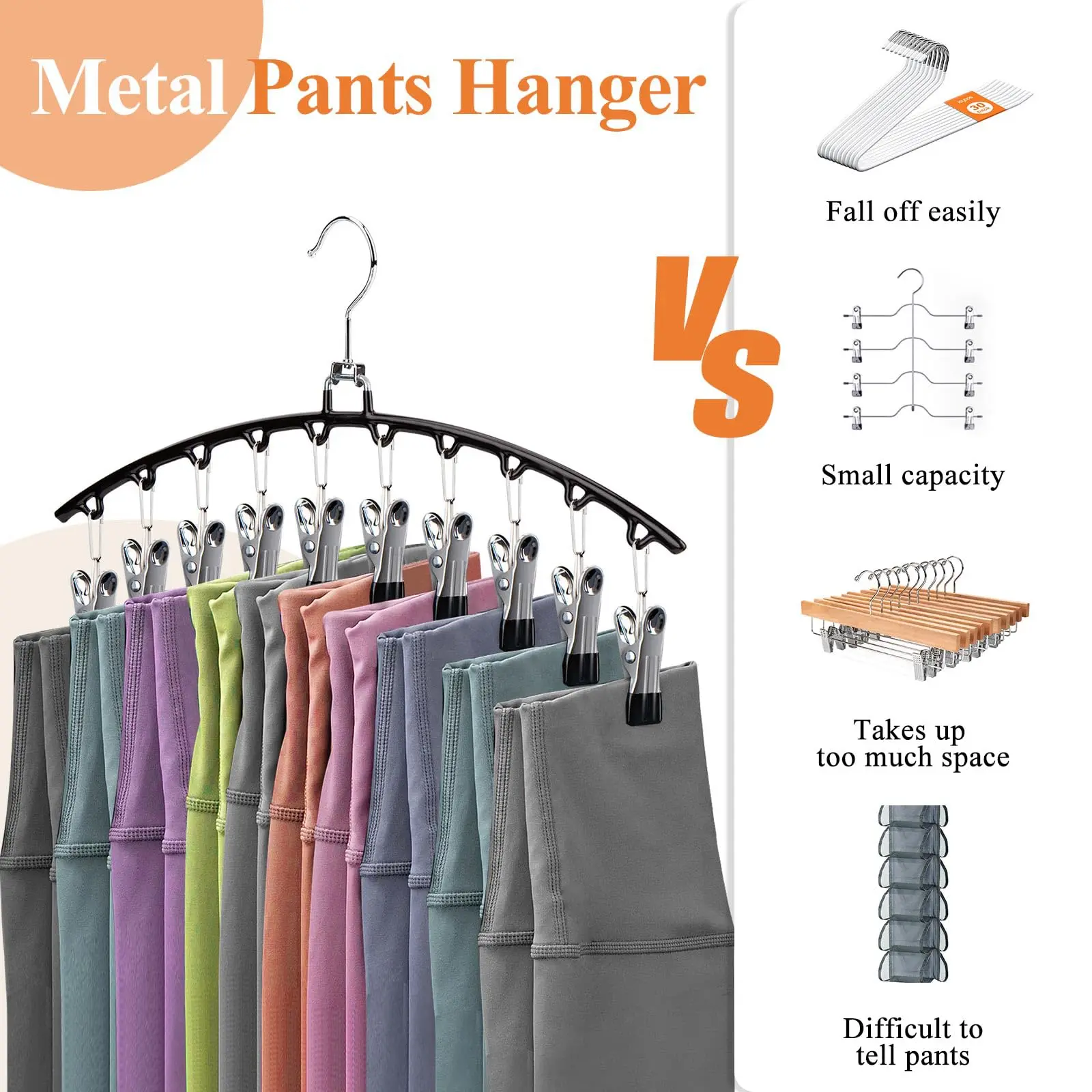 1/2/4PCS Closet Storage Hanger with 10 Clips Hanger Space-Saving Hanging Closet Organizer Dormitory Room Cleaning for Wardrobe