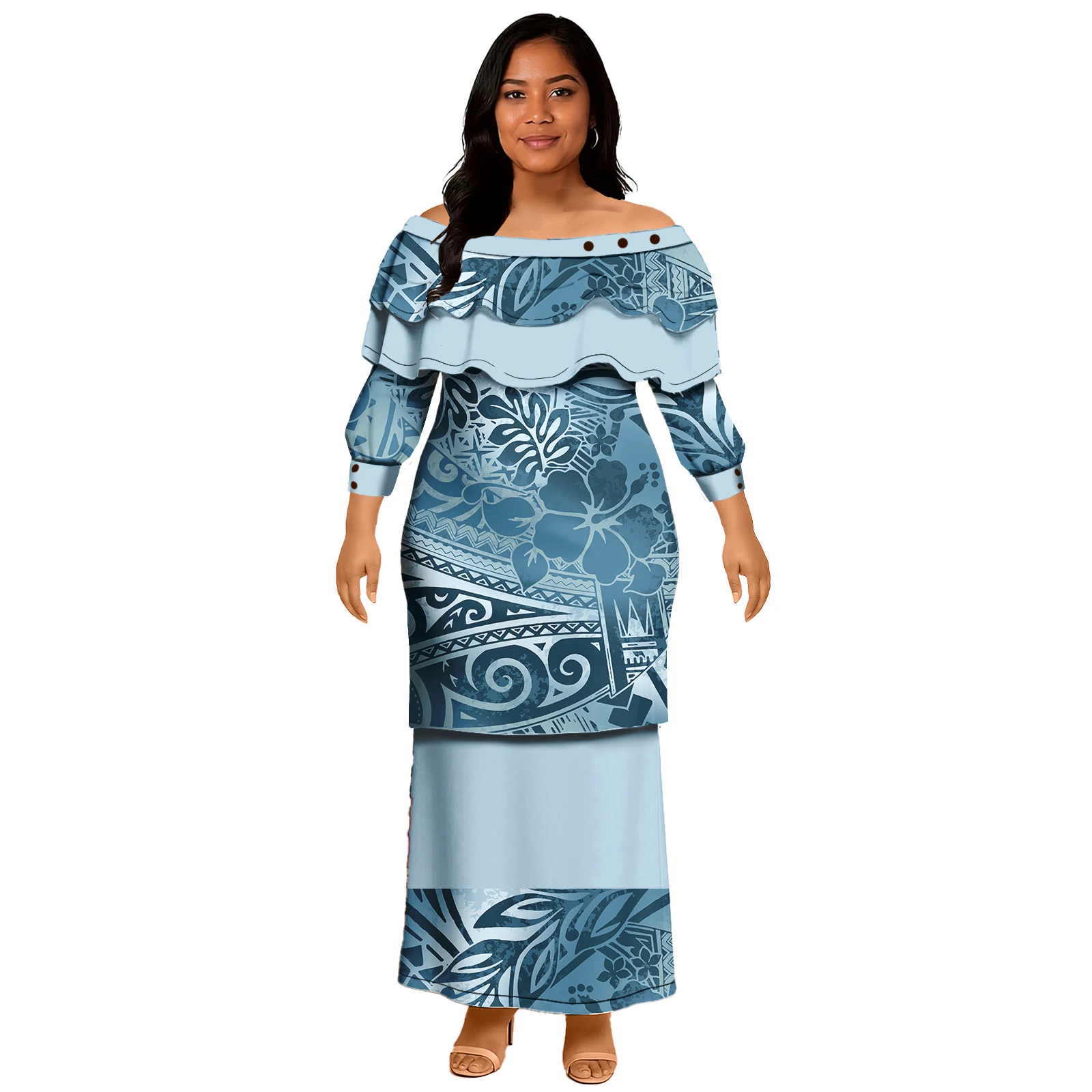 

Модные платья макси с индивидуальным пляжным этническим принтом: комплект из топа и юбки (2 предмета), самуанское полинезийское женское гавайское платье пулетаси