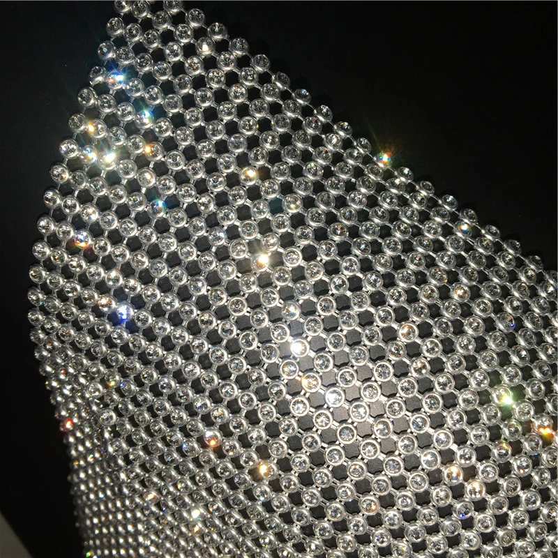 Festival Brilliant Rhinestone Backless Party Crop Top Women 2024 Summer Glitter Evening V Neck Diamonds Metal Tank Tops image 6