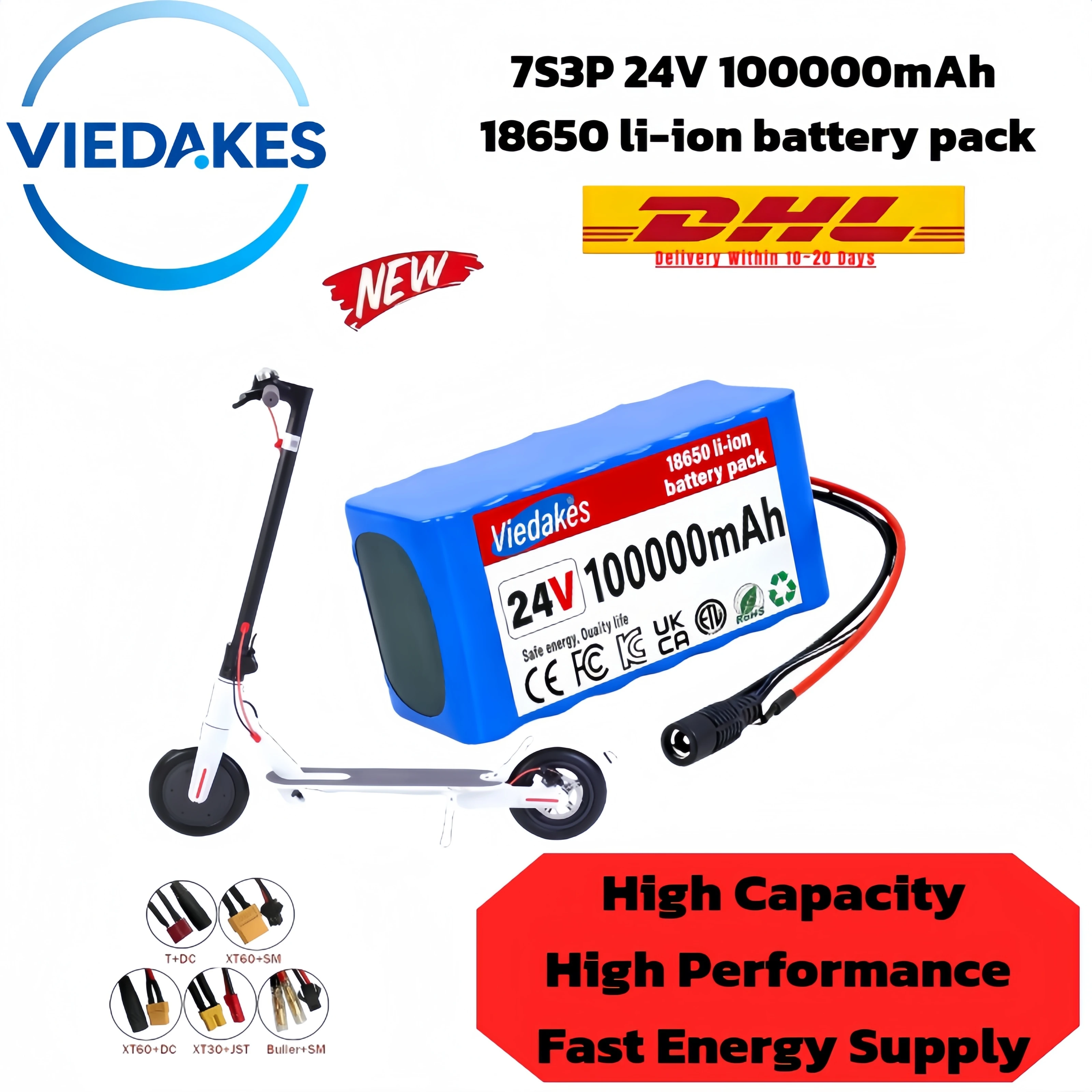 

Industrial equipment power supply,7S3P 24V 100000mAh 18650 lithium battery pack, large capacity, low temperature resistance