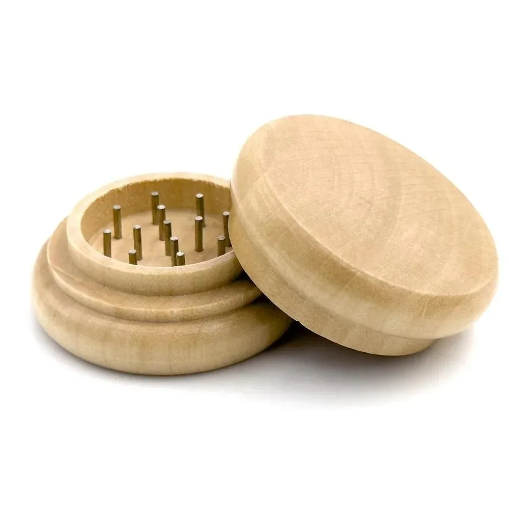 55mm 2-Layer Wooden Herb Crusher Manual Rotary Tobacco Grinder Portable Smoking Accessories