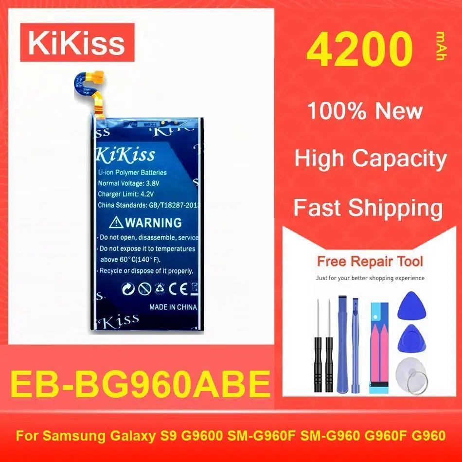 

Kikiss Battery 4200Mah EB-BG960ABE For Samsung Galaxy S9 G9600 SM-G960F SM-G960 G960F G960