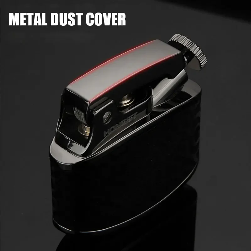 New Creative Retro Shape Kerosene Lighter Press Ignition Metal Material Texture PU Leather Metal Dust Cover Exquisite Small Gift