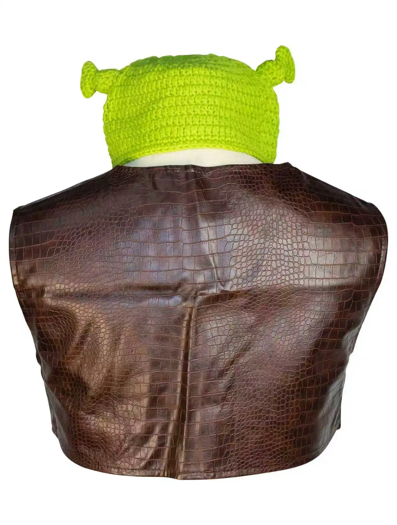 Halloween Shrek Monster Shrek Cosplay disfraz de escenario actuación sombrero verde chaqueta abrigo de cuero