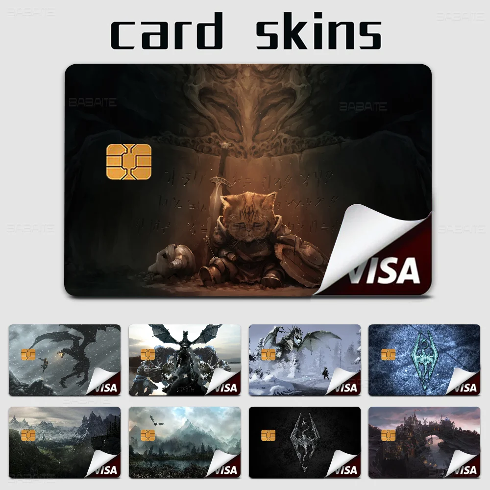 Skyrim Anime Front Cover Film Sticker Skin For Credit Debit Card Small Large Chip