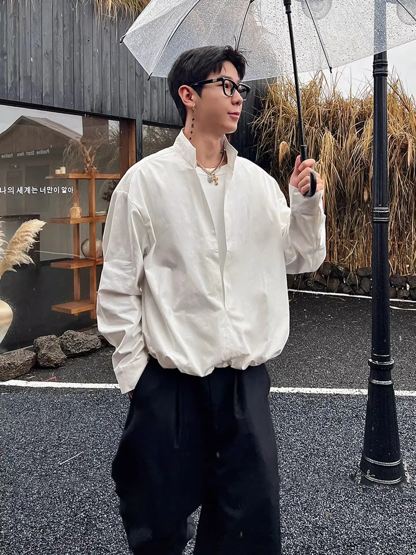 

Мужская верхняя одежда Cleanfit Long Sve V-Ne White irt, винтажная верхняя одежда, повседневная свободная посадка, осенний сезон, модная молодежная одежда