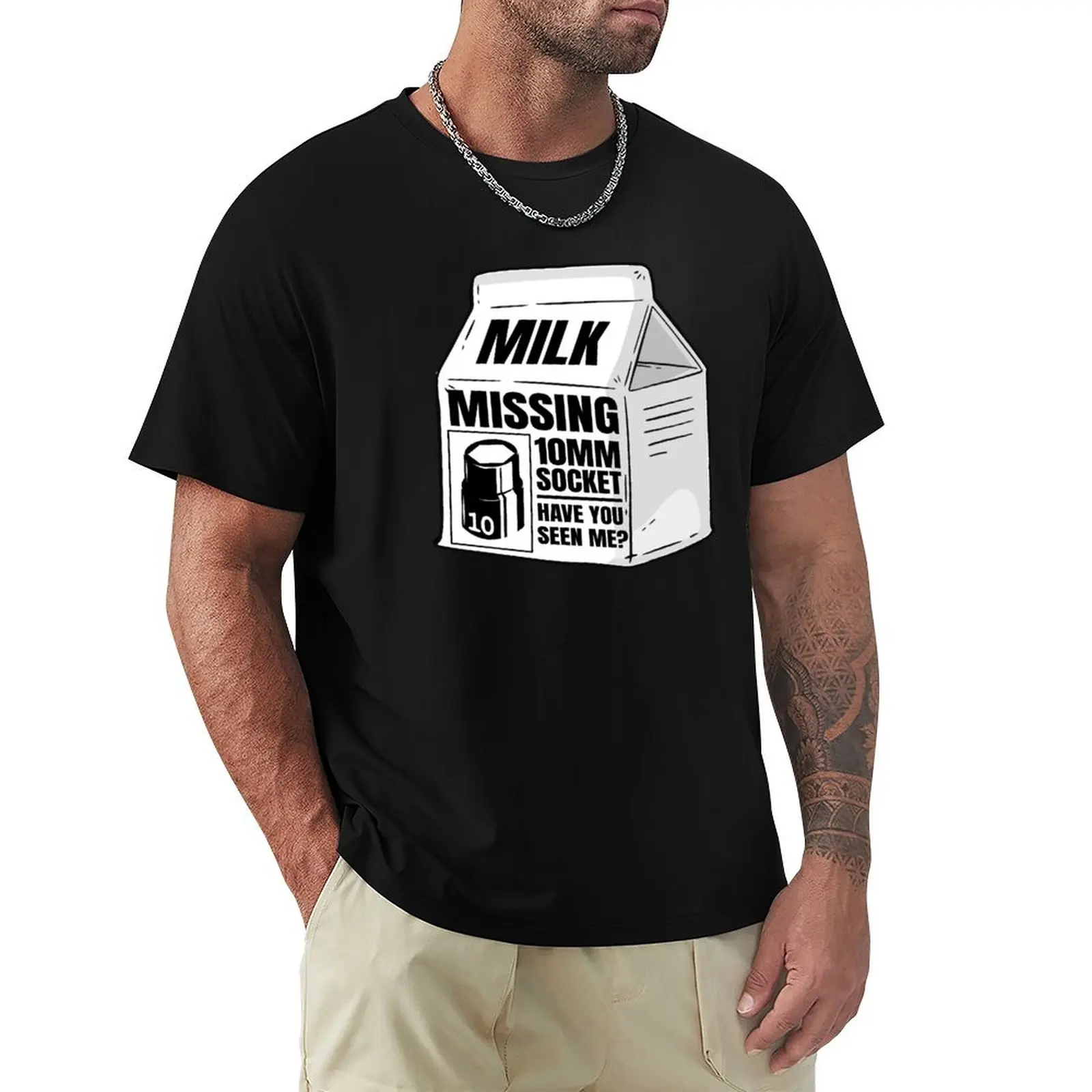 

Missing 10MM Socket Milk Carton Funny Mechanic T-Shirt oversizeds boys whites quick-drying mens shirts graphic tee