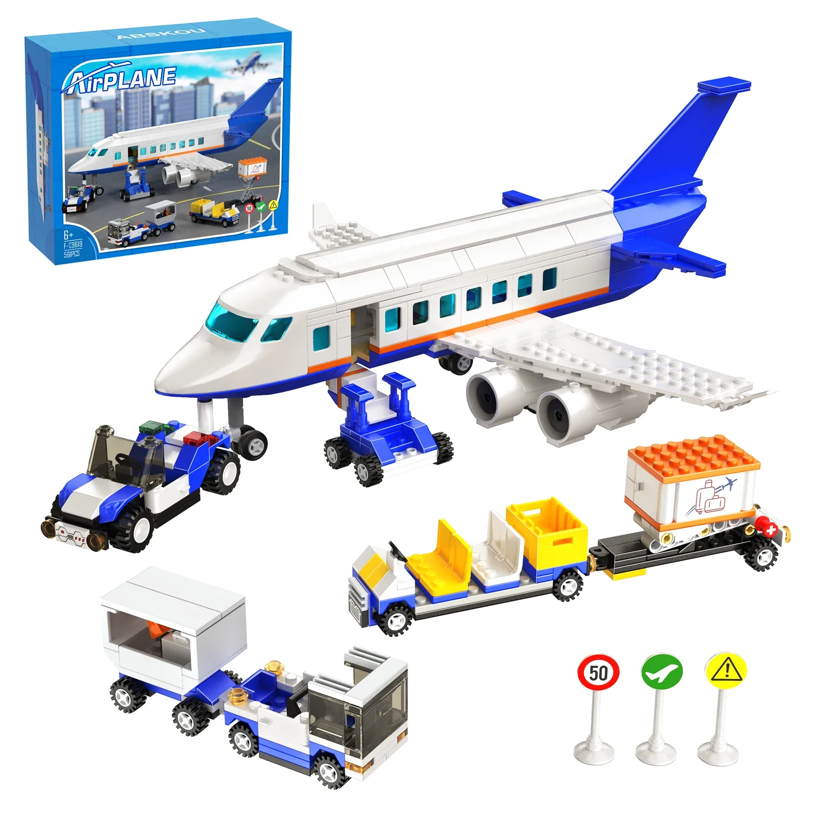 BZB Passenger Plane Building Blocks Set 561 Pieces Idea  Flights and Car Bricks Model Toys for Adult Kid Birthday Gift