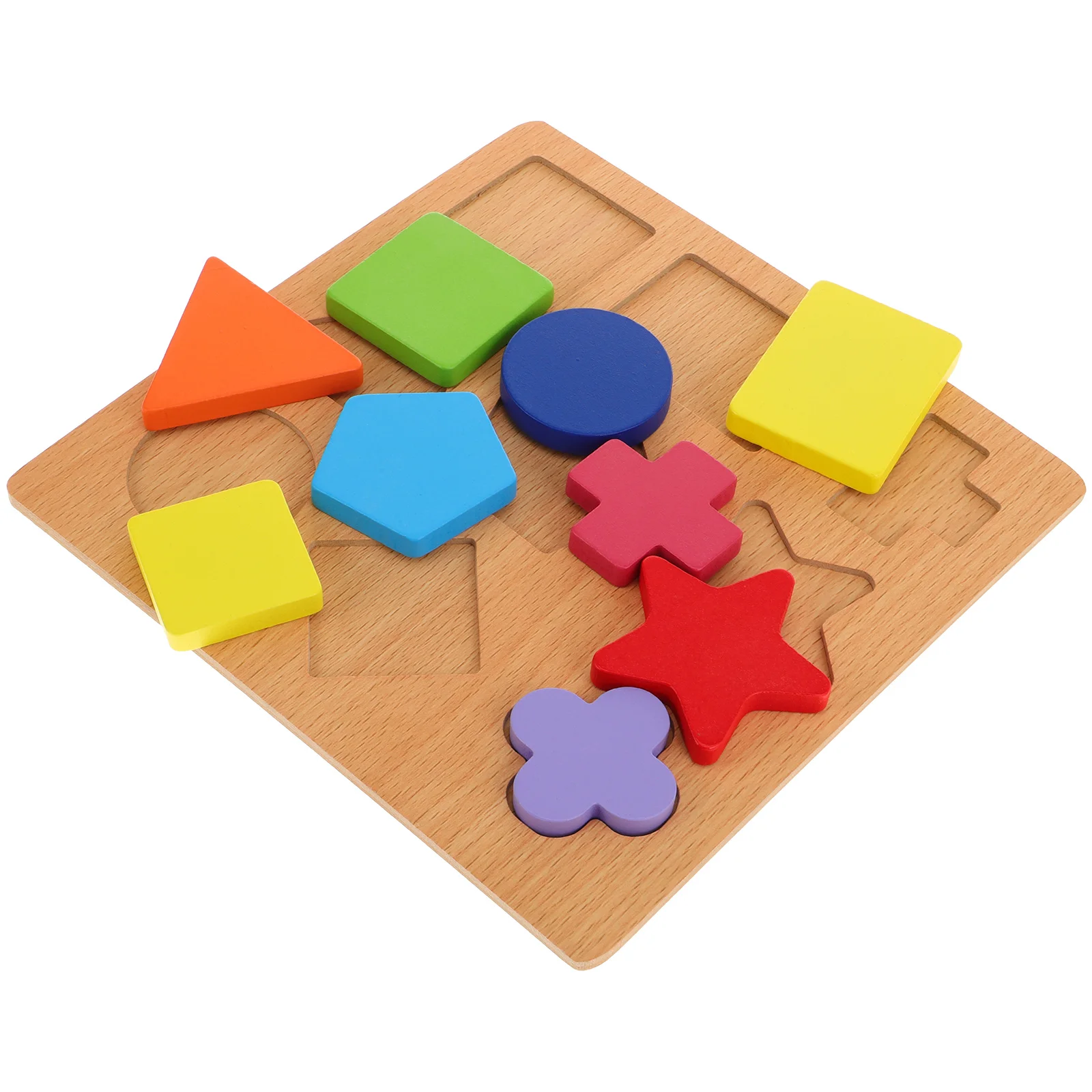 

Geometric Shape Puzzle Wooden Geometry Toy Three-dimensional Cognitive Board Kids Learning Educational Math Game