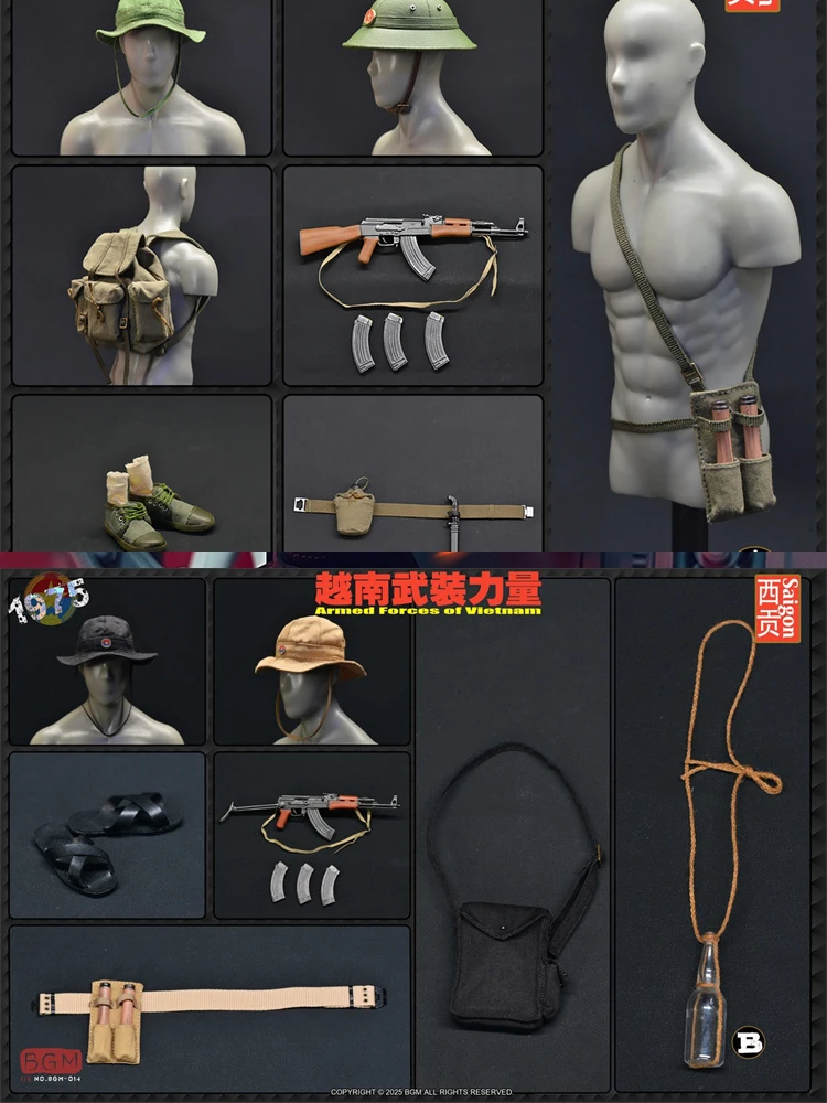 BGM BGM-014 1/6 Forces Armées du Vietnam Saigon 1975 figurine militaire Kit d'accessoires jouets pour 12 "homme soldat corps tête