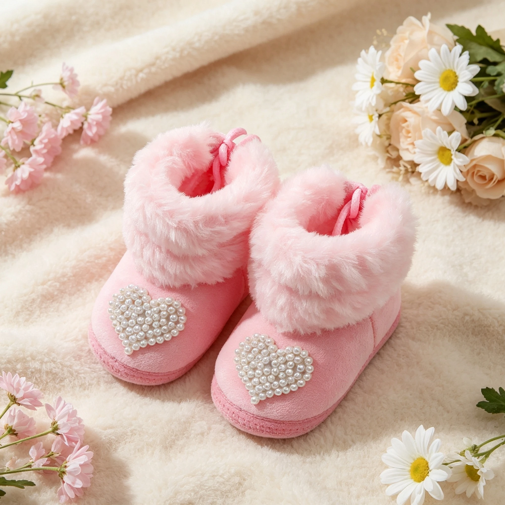 Girls Booties Fuzzy Fuzzy Cuff - Soft Sole Booties review and price