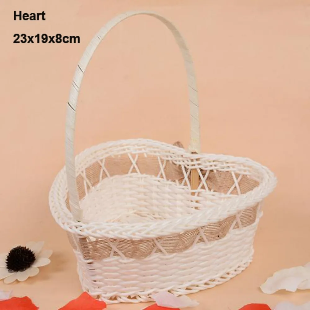 

Beautiful Hand Made Flower Storage Basket Imitation Rattan Woven With Handle Wicker Flower Basket Shopping Storage Hamper Basket