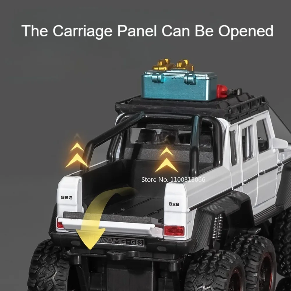 1:24 G63 6X6 Land Cruiser LC80 Cars Toys Models with Light Music Pull Back Miniature Vehicles Doors Opened Off-road Kids Gifts