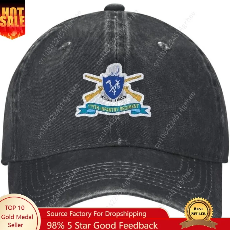 

Washed Denim Hat|179th Infantry Regiment-w Br-DUI-Ribbon