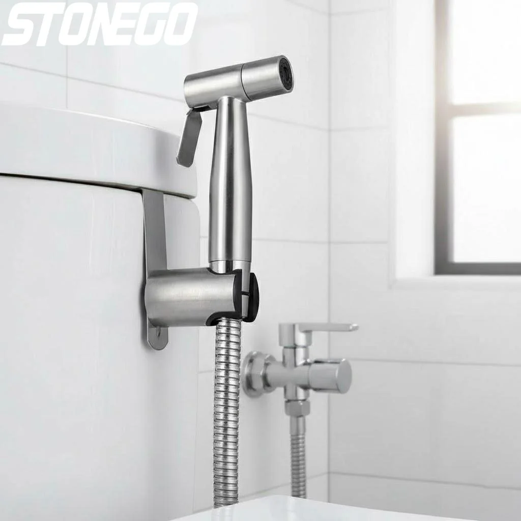 4 Piece Handheld Bidet Sprayer Kit Stainless Steel Bathroom Faucet Easy Install Cloth Diaper Spray Gun for Home Use