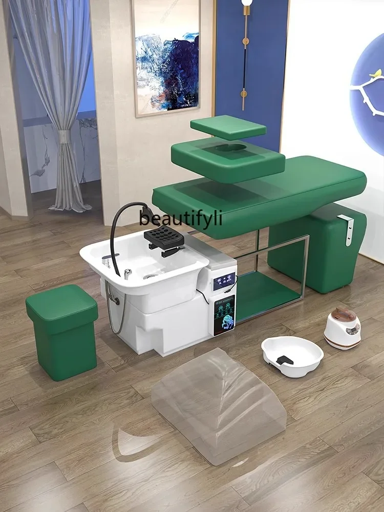 

Shampoo Chair Hair Saloon Dedicated Water Circulation Physiotherapy Bed Glass Cylinder Base Flushing Bed Massage Integrated
