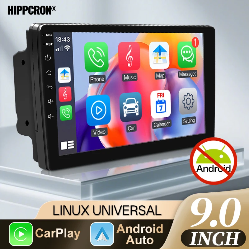 

Hippcron 7/9 дюймов Carplay Android Auto Авто Радио 2 Din Мультимедийный плеер IPS Сенсорный экран Bluetooth USB Зеркальная связь Универсальный