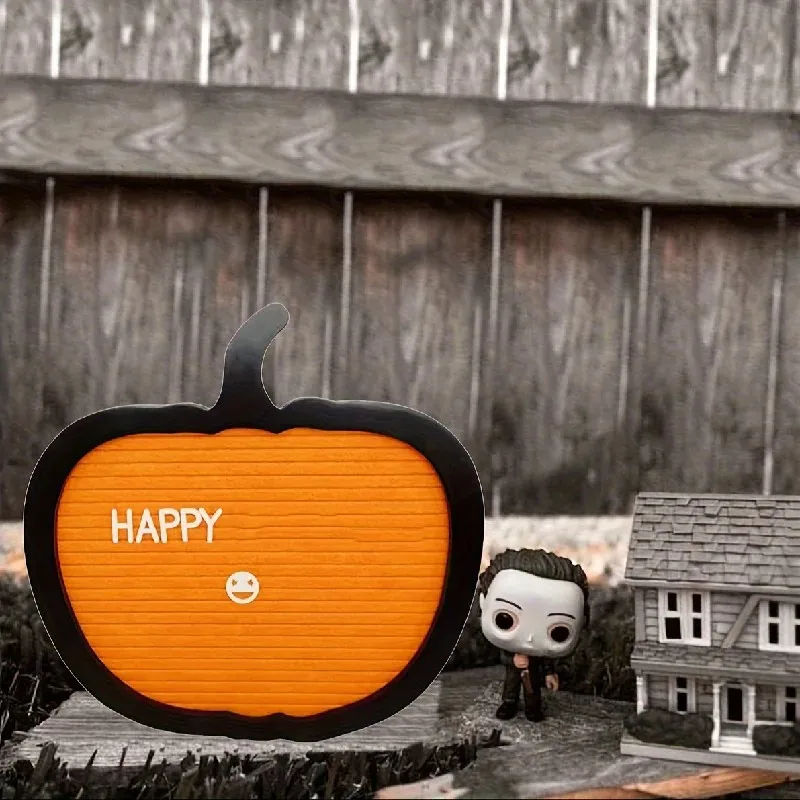 Pumpkin‑Shaped Felt Letter Board Changeable Message Sign Classroom Decor Baby Announcement Home Party Halloween Ornament Decorat
