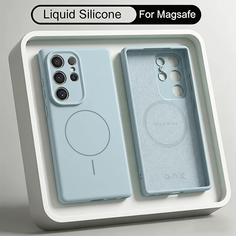 Magnetic Liquid Silicone Soft Phone Case For Samsung Galaxy S26 S25 S24 S23 S22 Ultra S25 Plus For Magsafe Shockproof TPU Cover