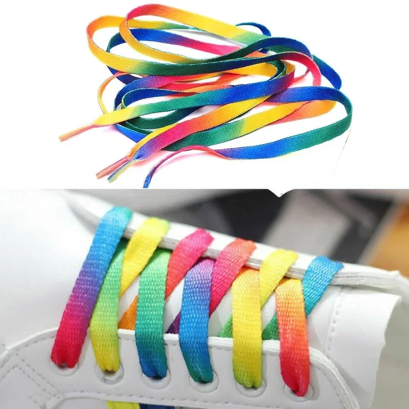 

1Pair Colorful Shoelaces Rainbow Gradient Flat Shoe laces For Canvas Casual Shoes Chromatic Colour Shoelace 80CM/100CM/120CM/150