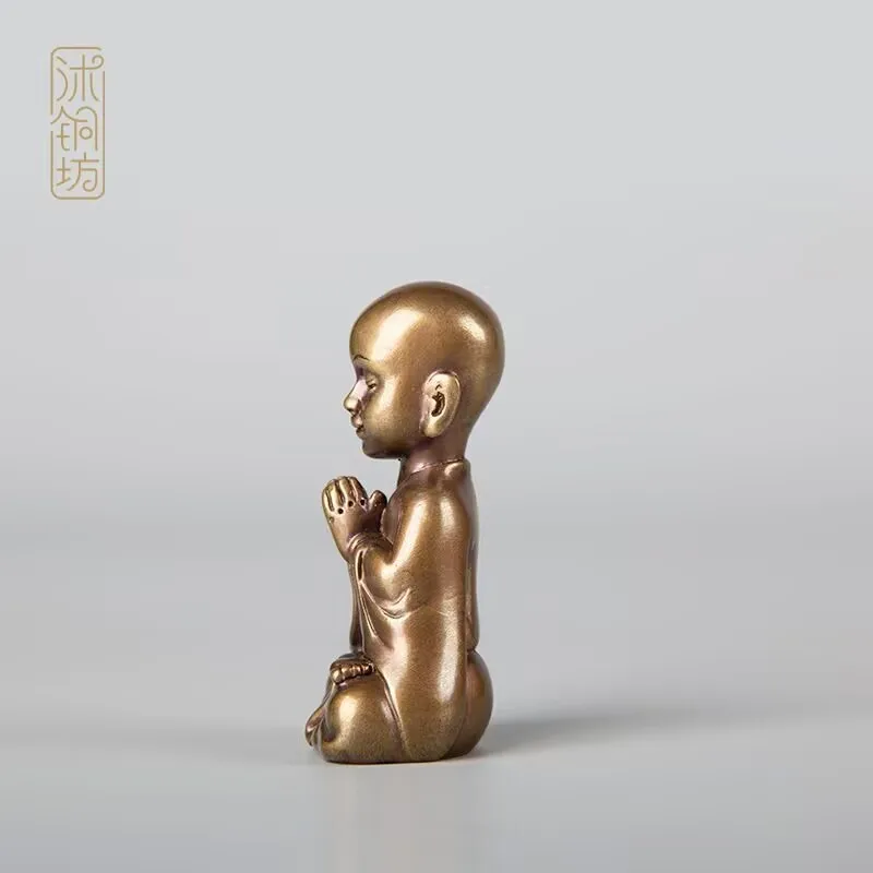 Brass Young Buddha Monk Statue Buddhism Zen Home Decor Collections