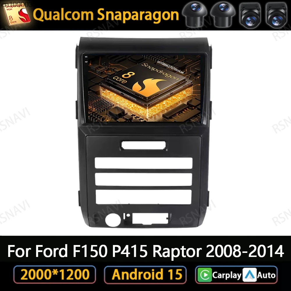 Android 15 для Ford F150 P415 Raptor 2008-2014 8-ядерный RDS BT Carplay 5G WIFI QLED GPS AUTO Systems Snapdragon 9/10 дюймов DSP DVD