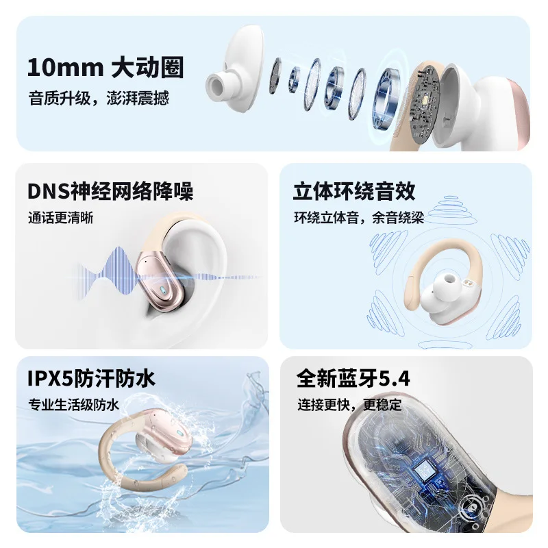 New intelligent technology acoustic noise reduction digital display charging compartment ear type wireless headset high definiti