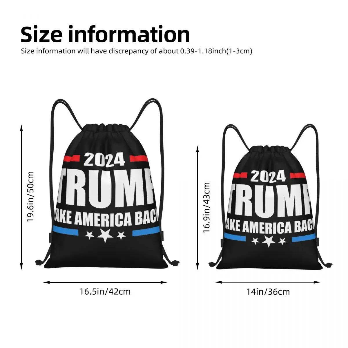 Trump 2024 Take America Back Drawstring Bags Sports Backpack Gym Sackpack String Bag for Exercise