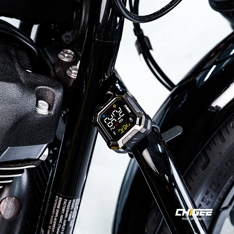 CHIGEE Doppio Display Precisione 0,01bar Rilevatore Bluetooth Monitoraggio della pressione dei pneumatici per moto