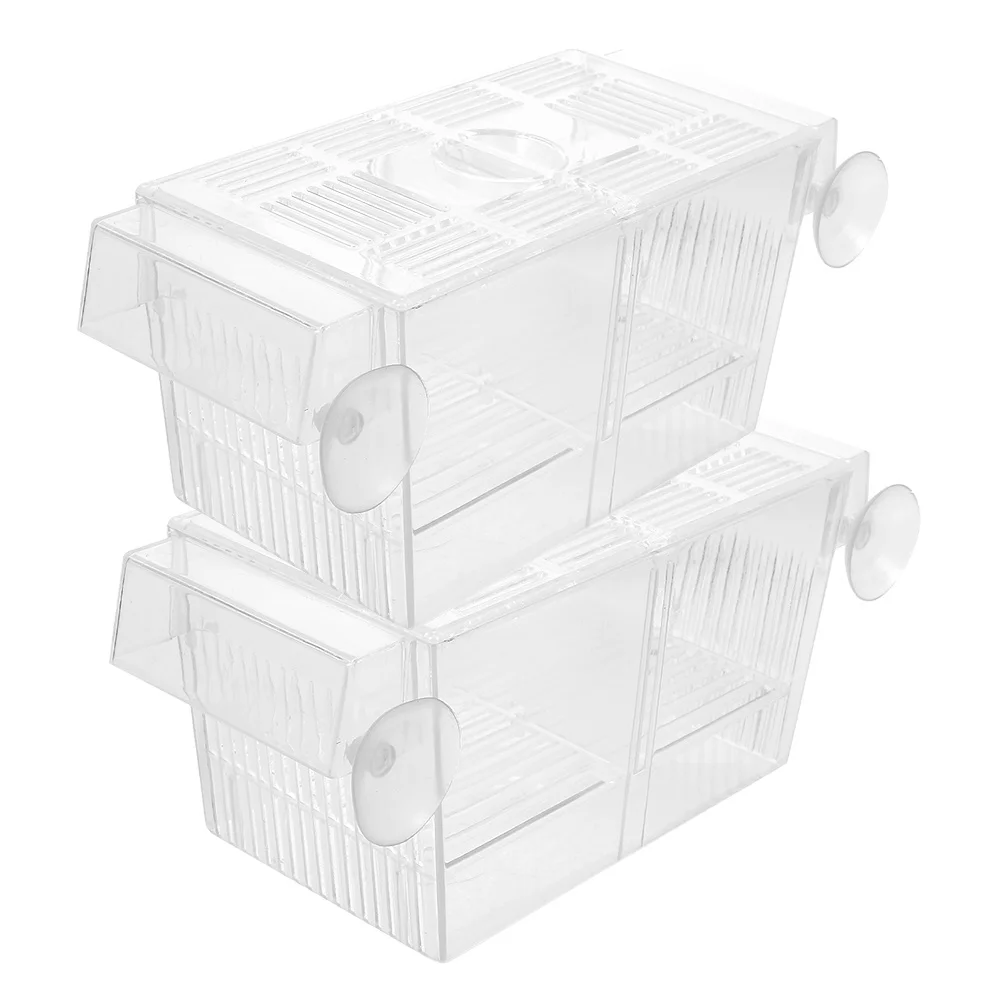 2pcs Breeding Box Clear Aquarium Nursery For Small Fish Protection Suction Cup Divider Plastic Box For Aquarium Fish Shrimp