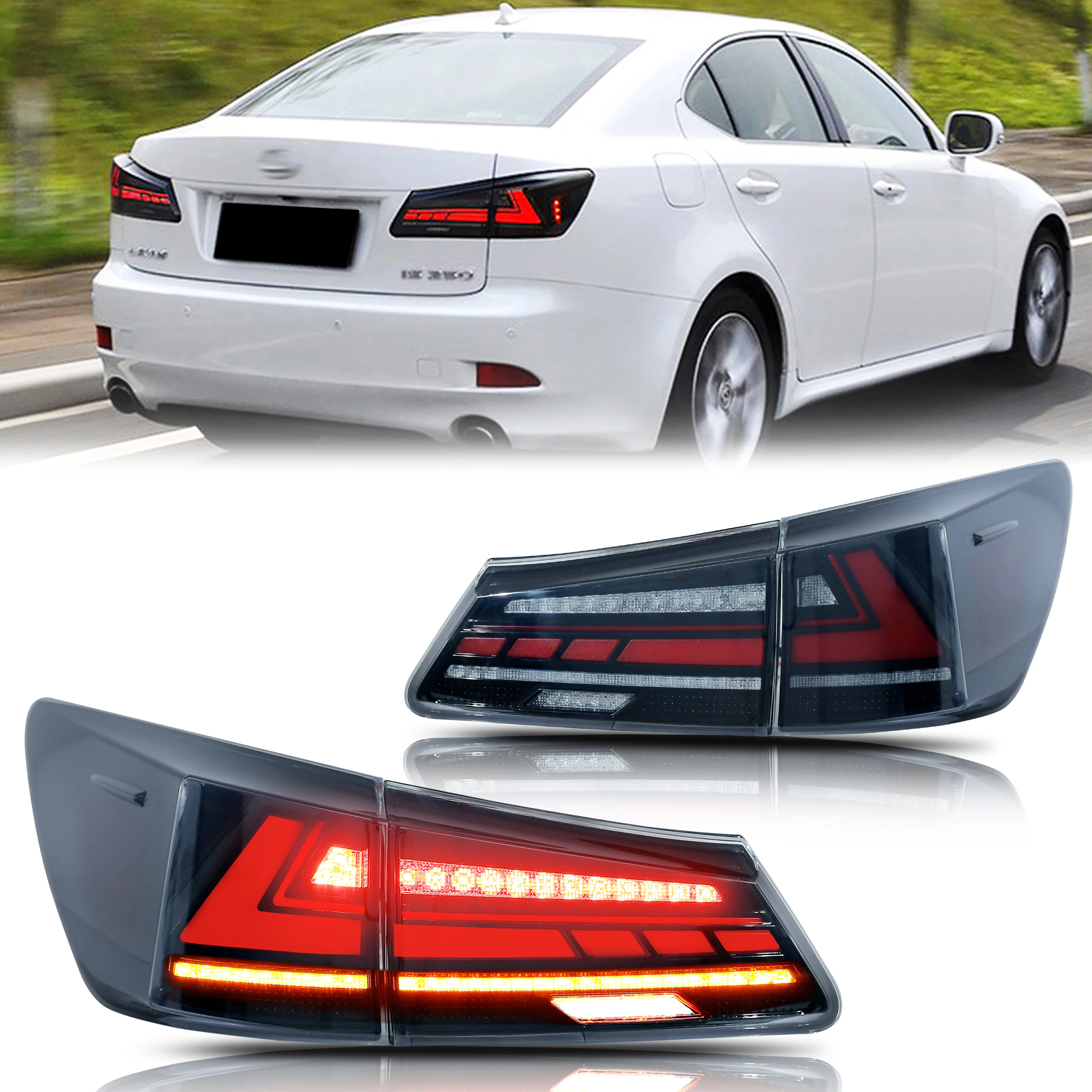 

LED Tail Lights for Lexus IS250 IS350 ISF 2006-2013 Sequential Start Up Animation Rear Lamp