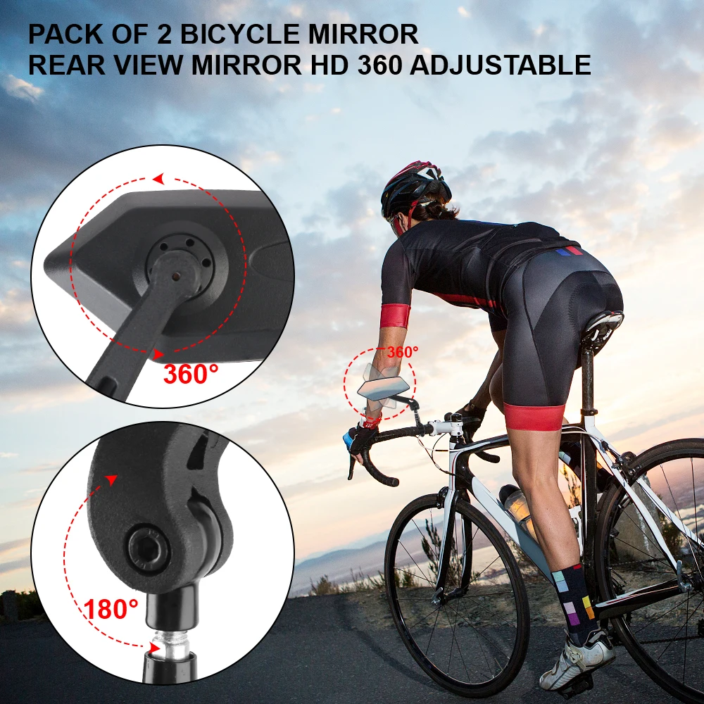 360 °   Specchietto laterale girevole per manubrio in vetro blu per manubrio grandangolare da 7/8 "22 mm 1 paio di specchietti retrovisori per moto