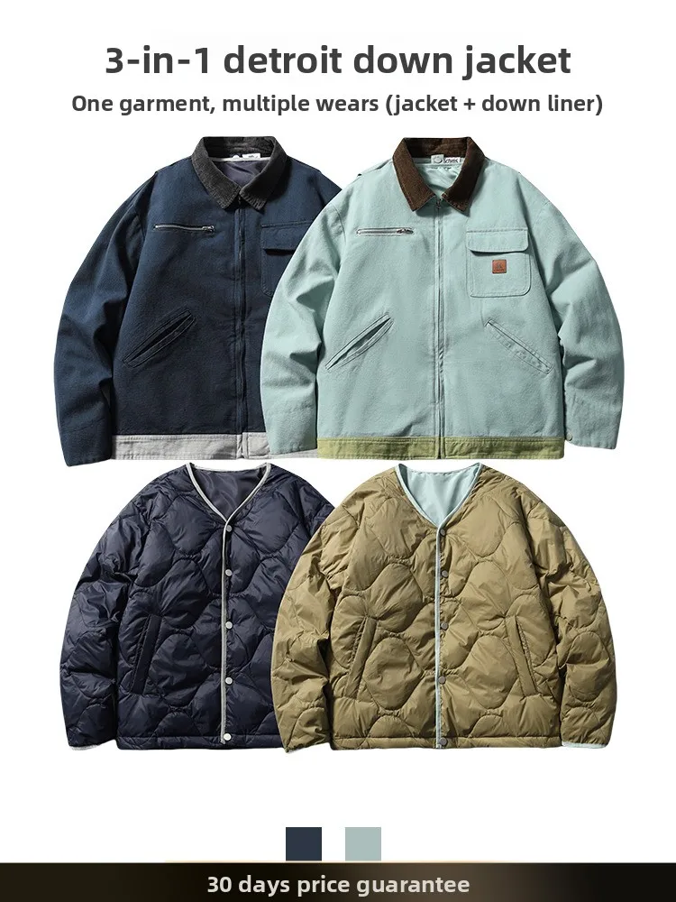 

Мужская зимняя теплая пуховая куртка Nted American Waed Color Blo Detroit Tee-in-One с внутренней подкладкой, молодежная модная рабочая одежда