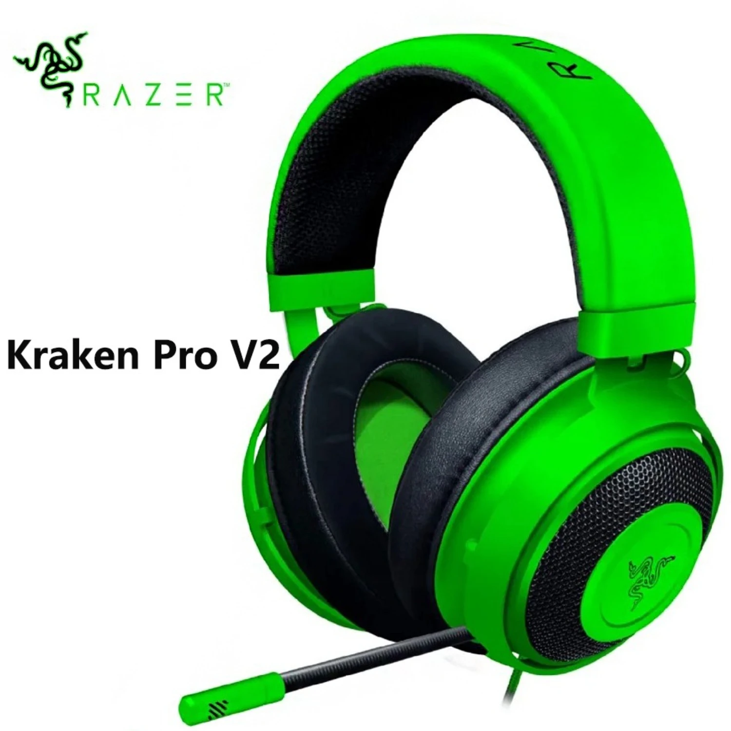 Razer Kraken Pro V2 Wired Gaming Headset 3.5mm Over‑Ear Headphones 50mm Driver Retractable Mic for PC PS4 Xbox Gamer
