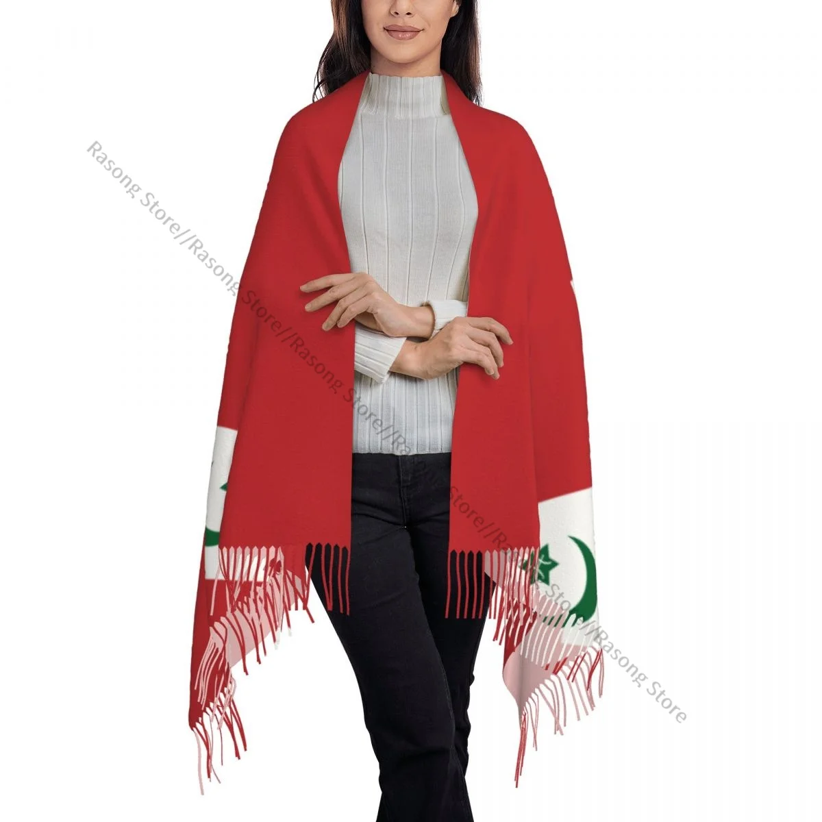 Rif Amazigh People Flag Winter Scarf Shawls Wrap Women Men Warm Bufanda Tassel Scarves