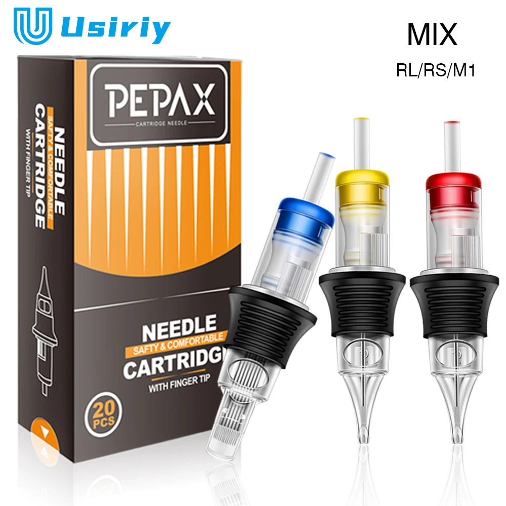 

PEPAX 40pcs Mixed Tattoo Cartridge Needles Disposable Sterilized Tattoo Needles for Cartridge Machines Grips RL/RS/M1 0.35mm