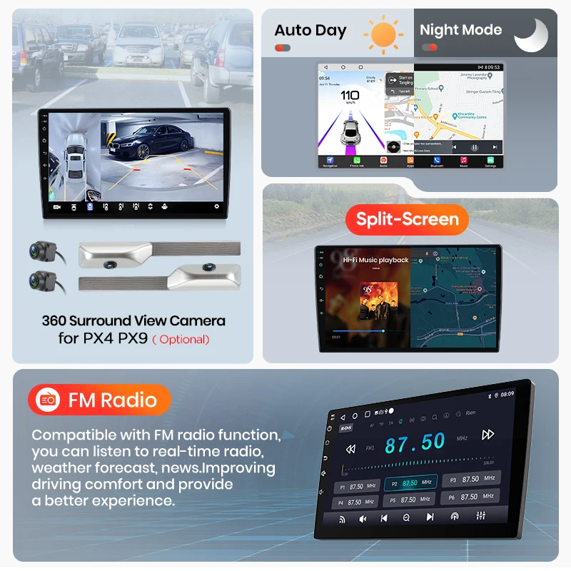 Radio AWESAFE con CarPlay y Android Auto inalámbrico para Ford Mondeo MK3 2000 2001 2002-2007, Plug & Play, FM, BT, RDS, DSP, 4G, GPS, Multimedia 4