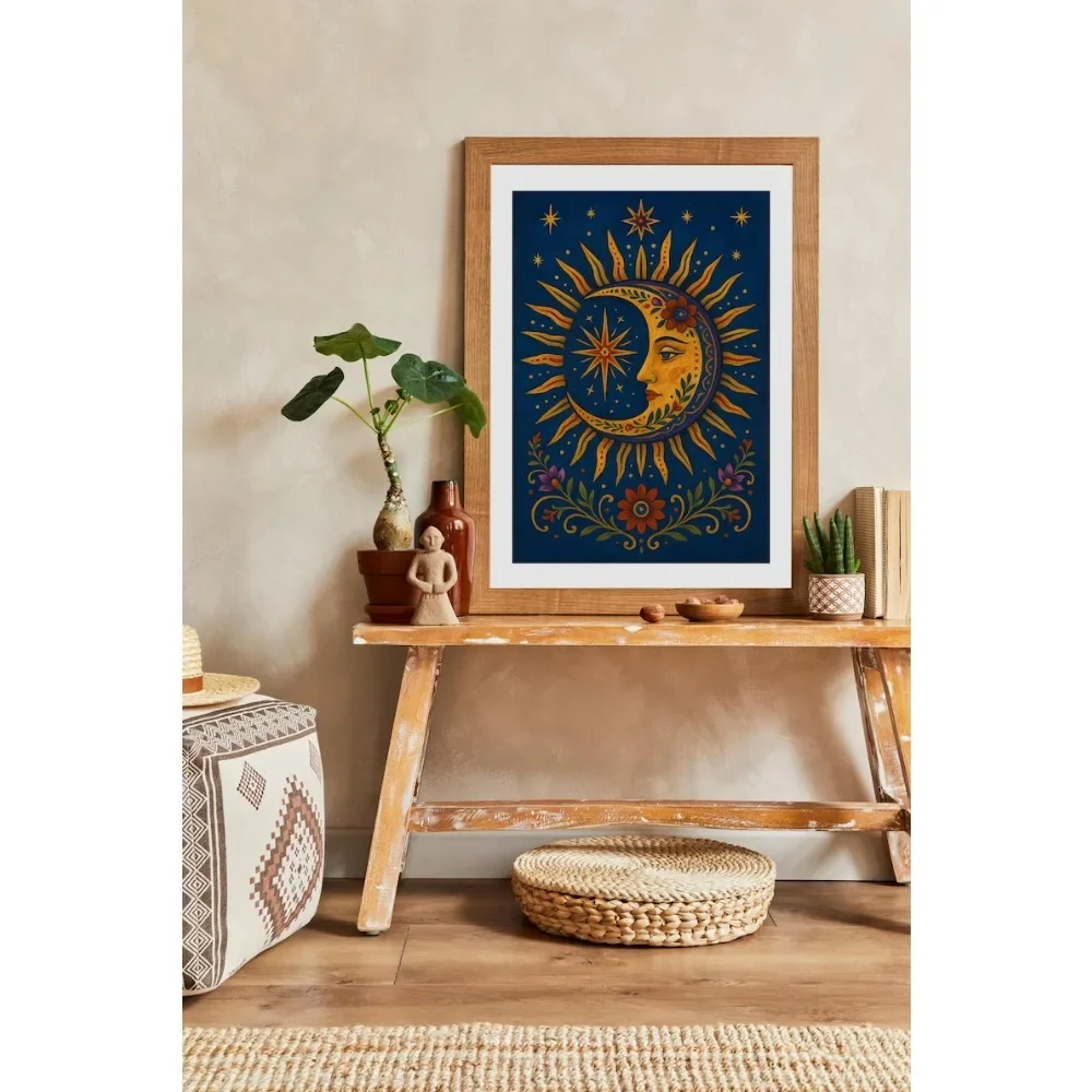 Frameless Celestial Three-person Poster Printing, Sun, Moon and Stars Wall Art, Digital Download, Living Room Bedroom Decoration 4