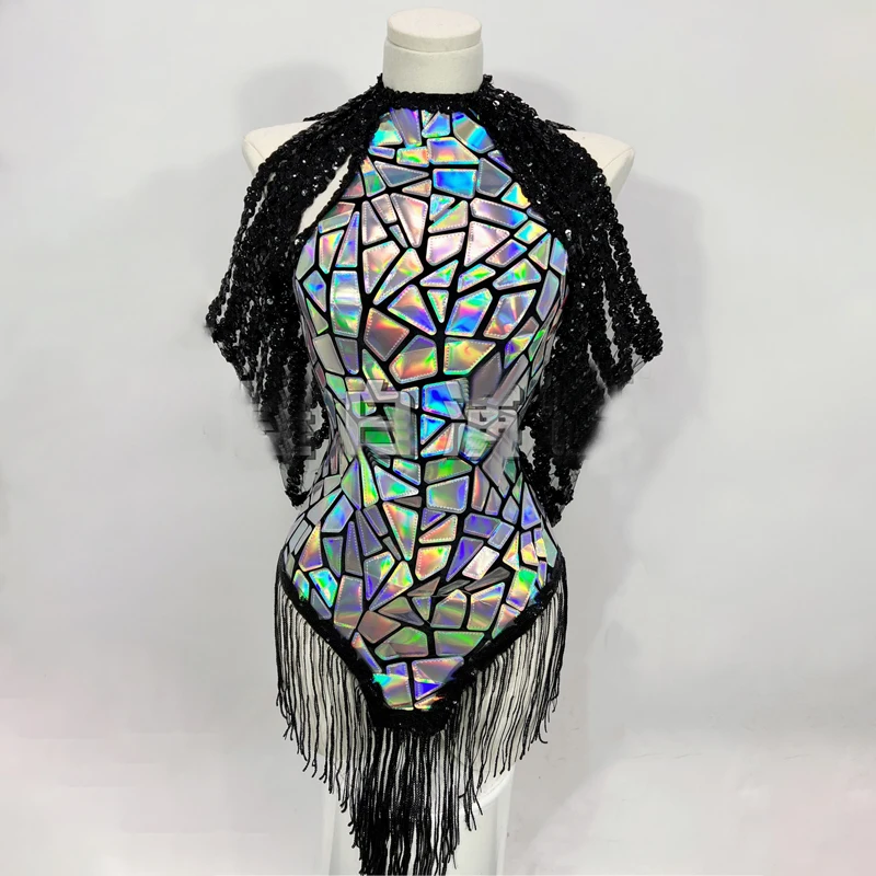 Colorful Mirrors Fringes Dress Nightclub Party Dj Gogo Cloth Women Party Stage Performance Wear Rave Outfit Drag Queen Costume