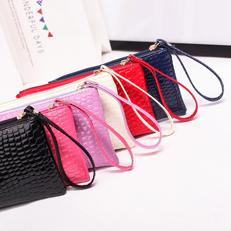 1PC PU Mobile Phone Bag Wallet Casual Solid Ladies Coin Zipper Portable Bags Phone Pocket Credit Card Square Bag