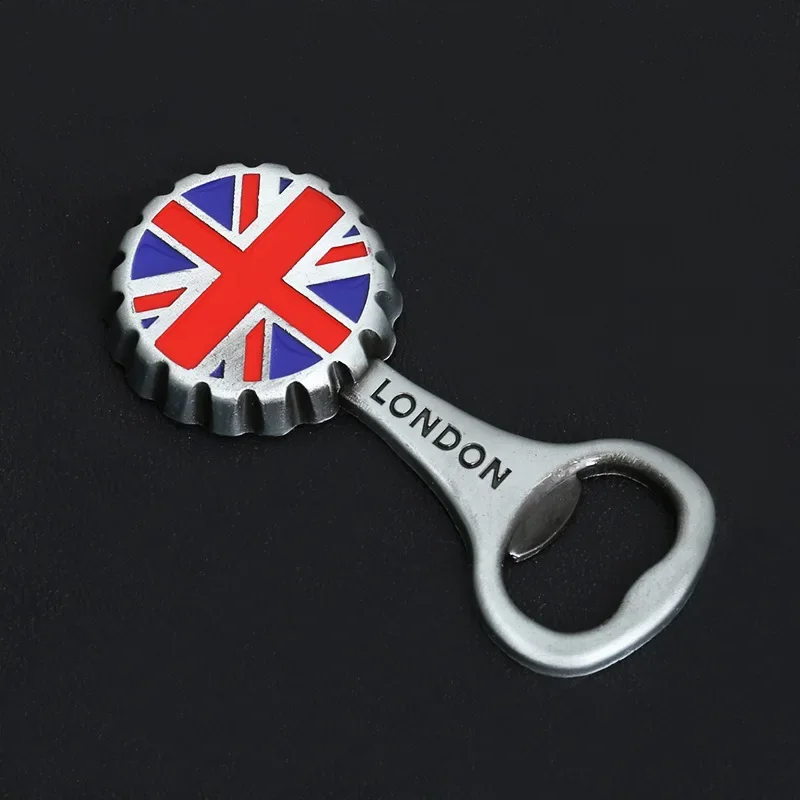 Funny Bottle Opener Magnet for Refrigerator European Cup British Flag Bottle Cap Shape Beer Openers Ornaments Home Decoration