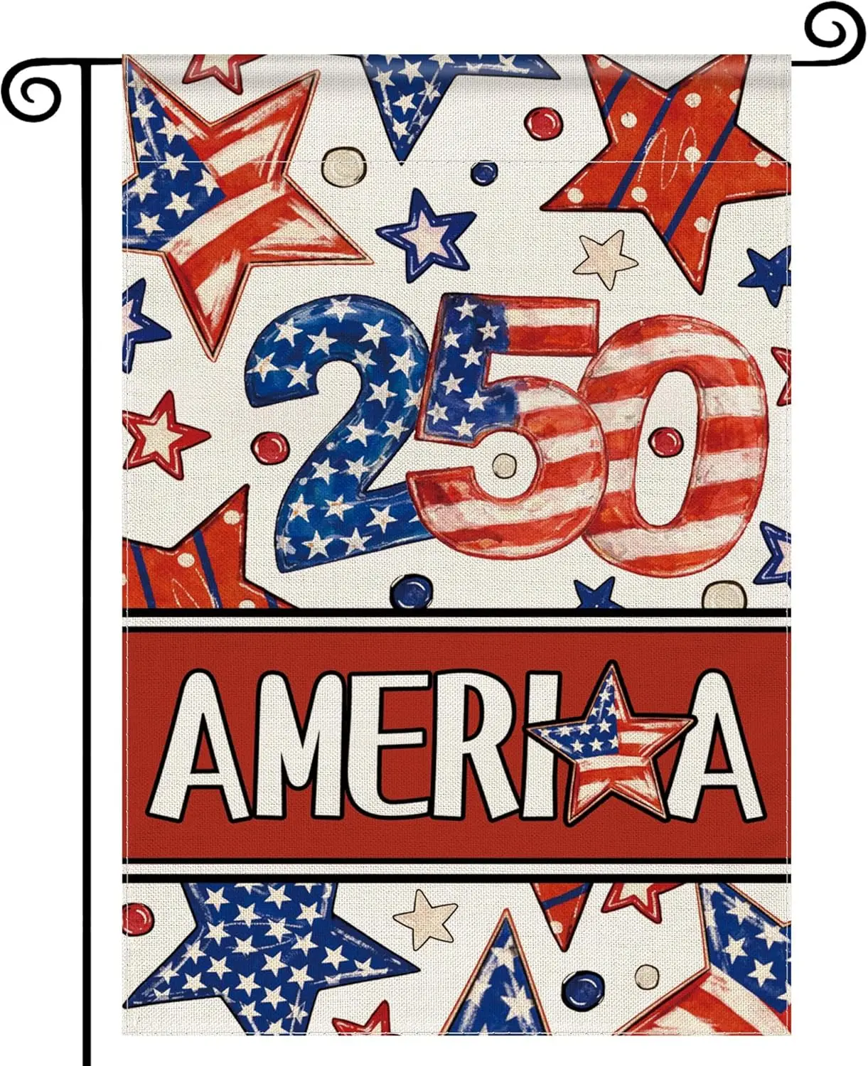 4th of July Garden Flag, 250 Anniversary USA Flag Patriotic America Memorial Day Yard Outdoor Decorations Outside Blue Red S AAS
