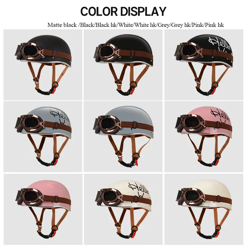 Unisex Motorcycle Helmet Scooter Biker Motorbike Racing Riding Helmet  Open Face Retro Vintage Casco For Woman Man