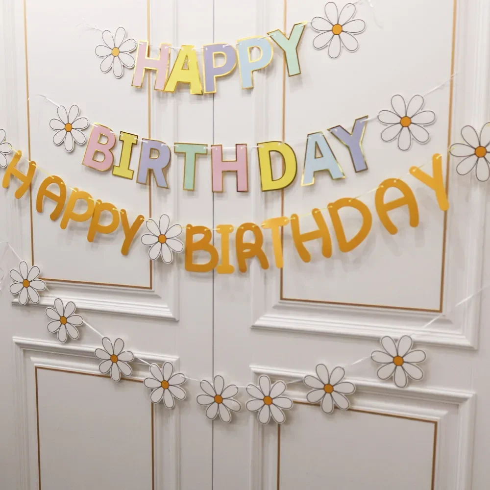 1-5pcs Birthday Flag Party Banner Flower ForHome Room Garland Children Flag Happy Birthday Party Atmosphere Decorations Supplies image 5
