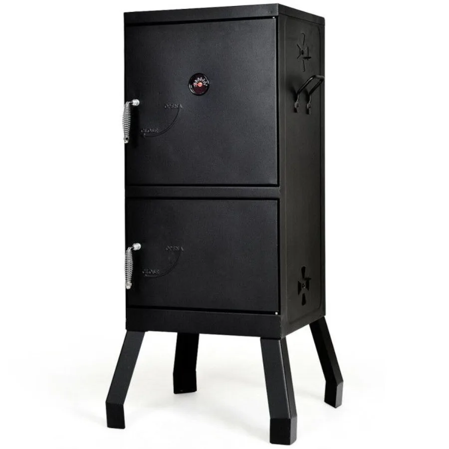

Vertical 2Tier Outdoor Barbeque Grill with Temperature Gauge